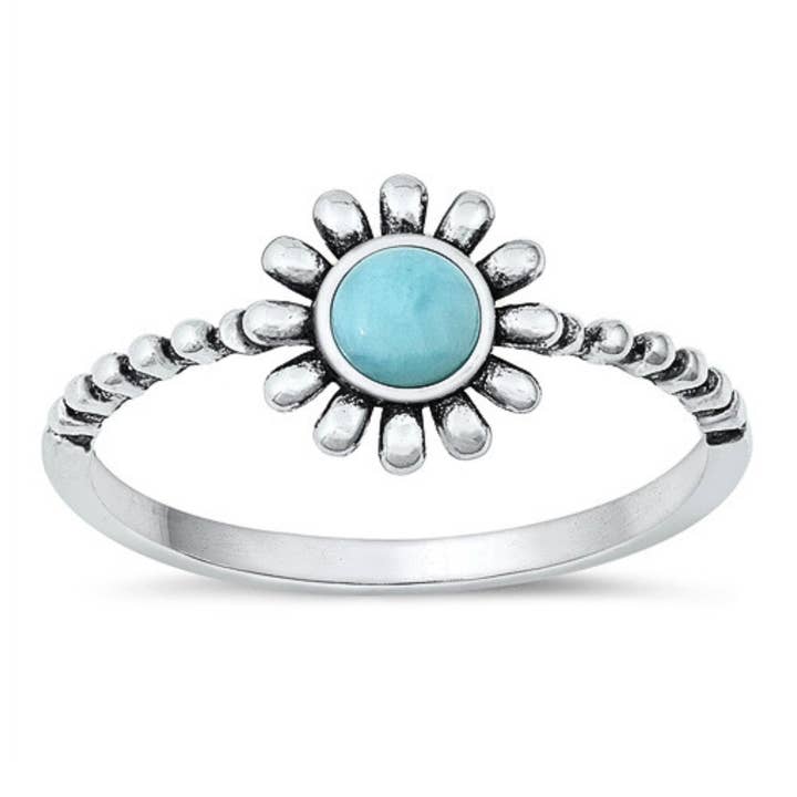 Bague Fleur Larimar R-136 pour la vente par Moonrise Jewelry
