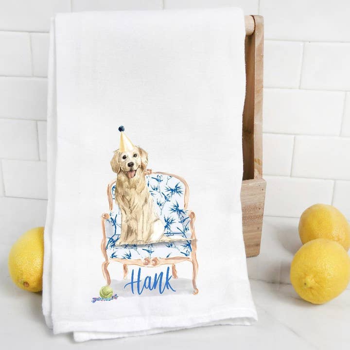 The Preppy Pineapple Home - Wholesale Tea Towel - Custom Golden Retriever Tea Towel7