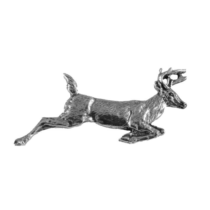 Whitetail Deer Leaping Pewter Lapel Pin or Magnet M005 for wholesale by Creative Pewter Designs
