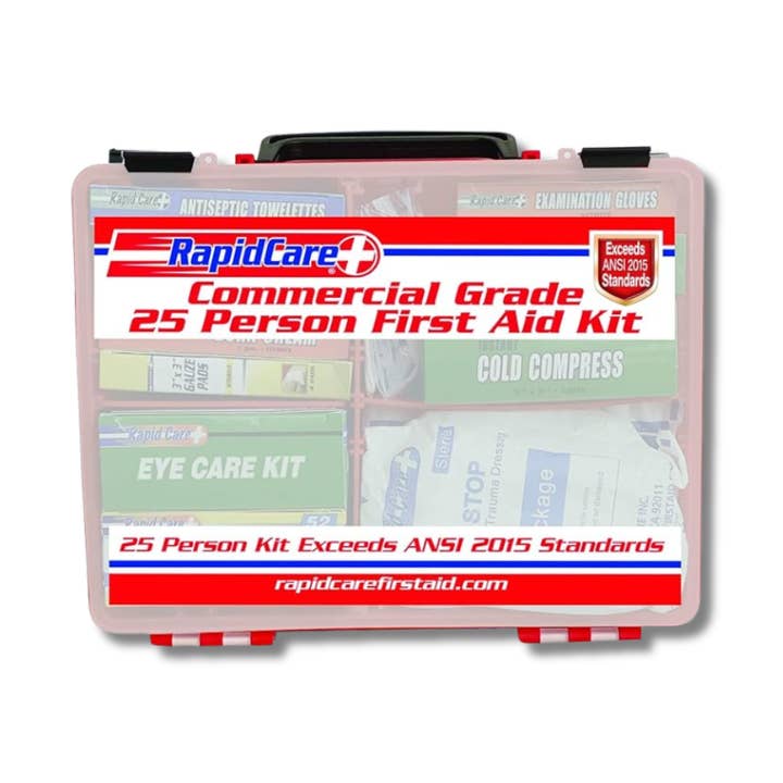 25 Person Premium Unitized First Aid Kit W/Bracket | 2009 OSHA / ANSI Standards for wholesale by Rapid Care First Aid