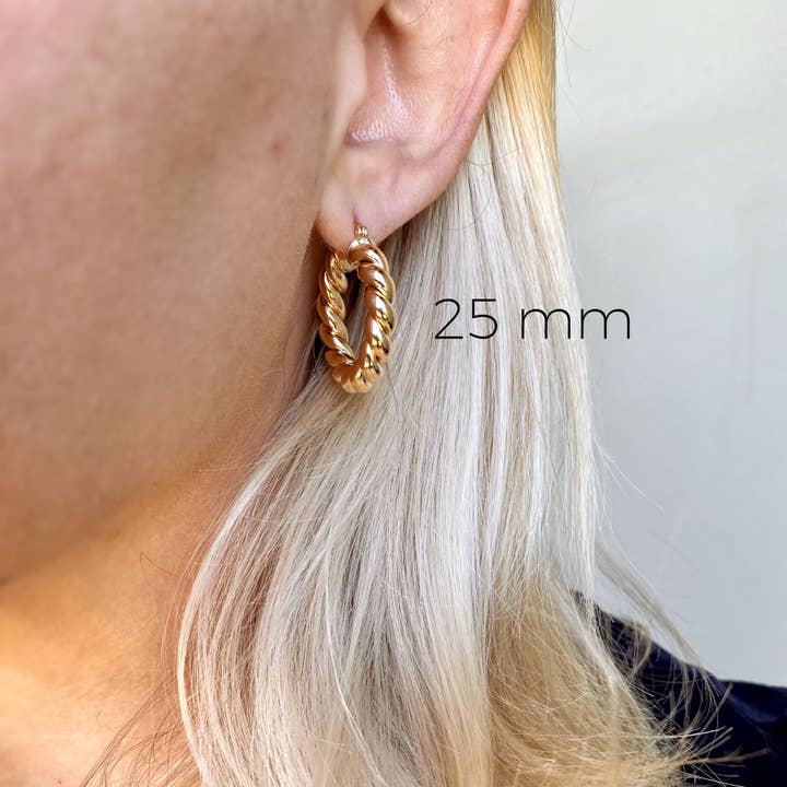 GoldFi - Wholesale Hoop Earrings - 18k Gold Filled Twisted Tube Hoop Earrings - The Croissant Hoops
