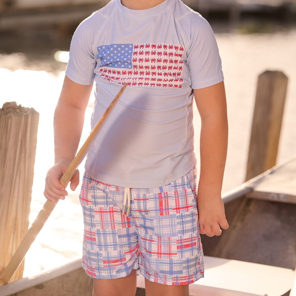 Sugar Bee Clothing – wholesale Swim shorts – Kids – Compression Swim Shorts - Cape Cod Madras3
