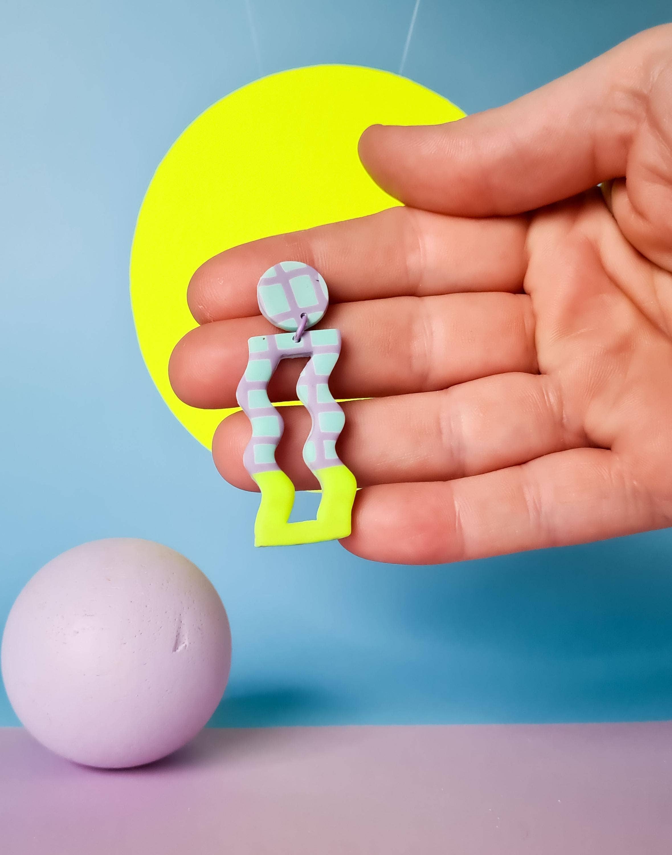 Mono – Brincos de argola por atacado – Brincos de Argila Polimérica - Pendurados Coloridos | Feito à Mão2