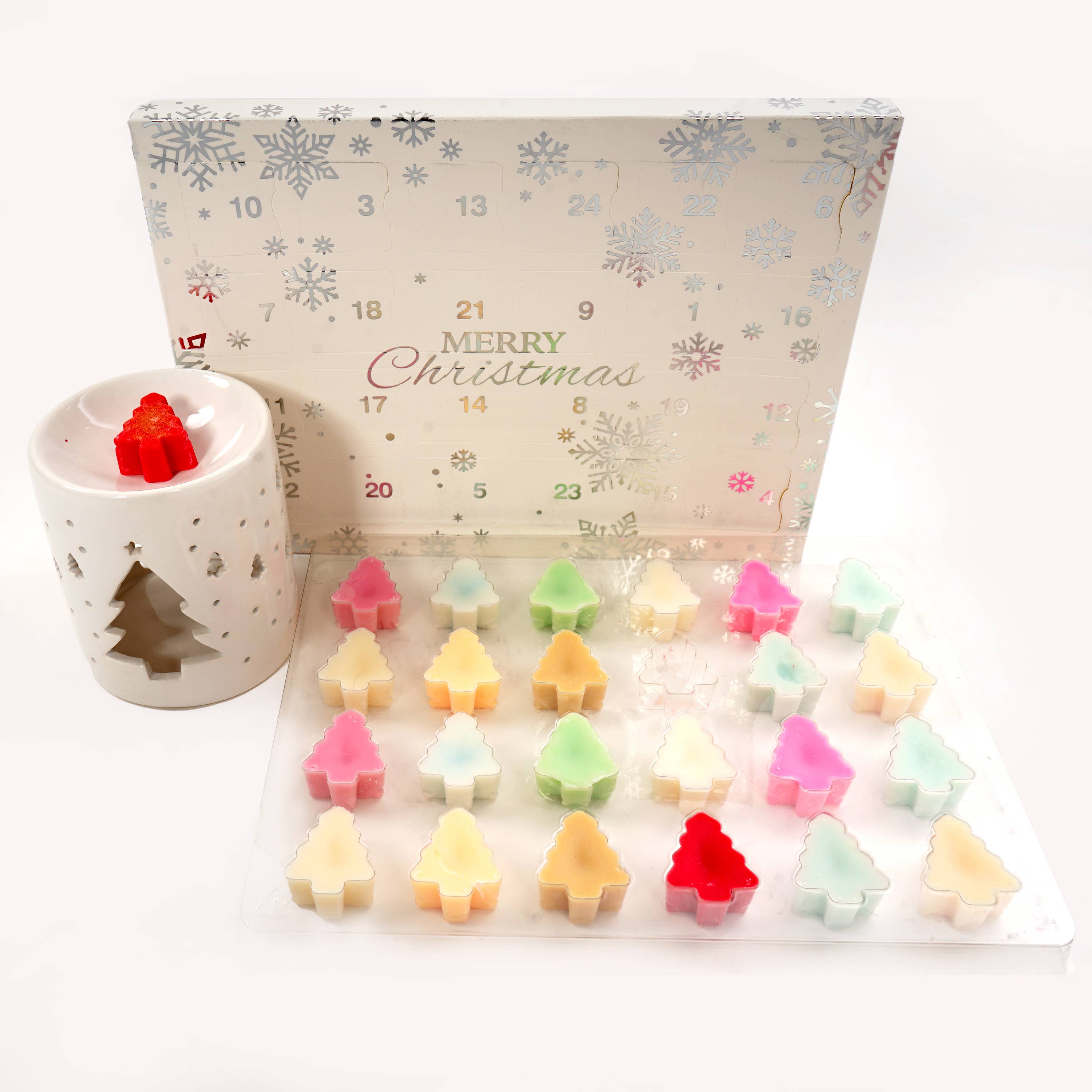 craftastik - Wholesale Wax Melt - 24 Cavity Christmas Tree ADVENT Wax Melt Clamshell-WHITE1