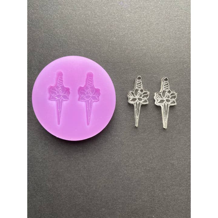 Flower Dagger Stud and Dangle Earring Silicone Moulds for wholesale by EllaRaeMouldsVinyls