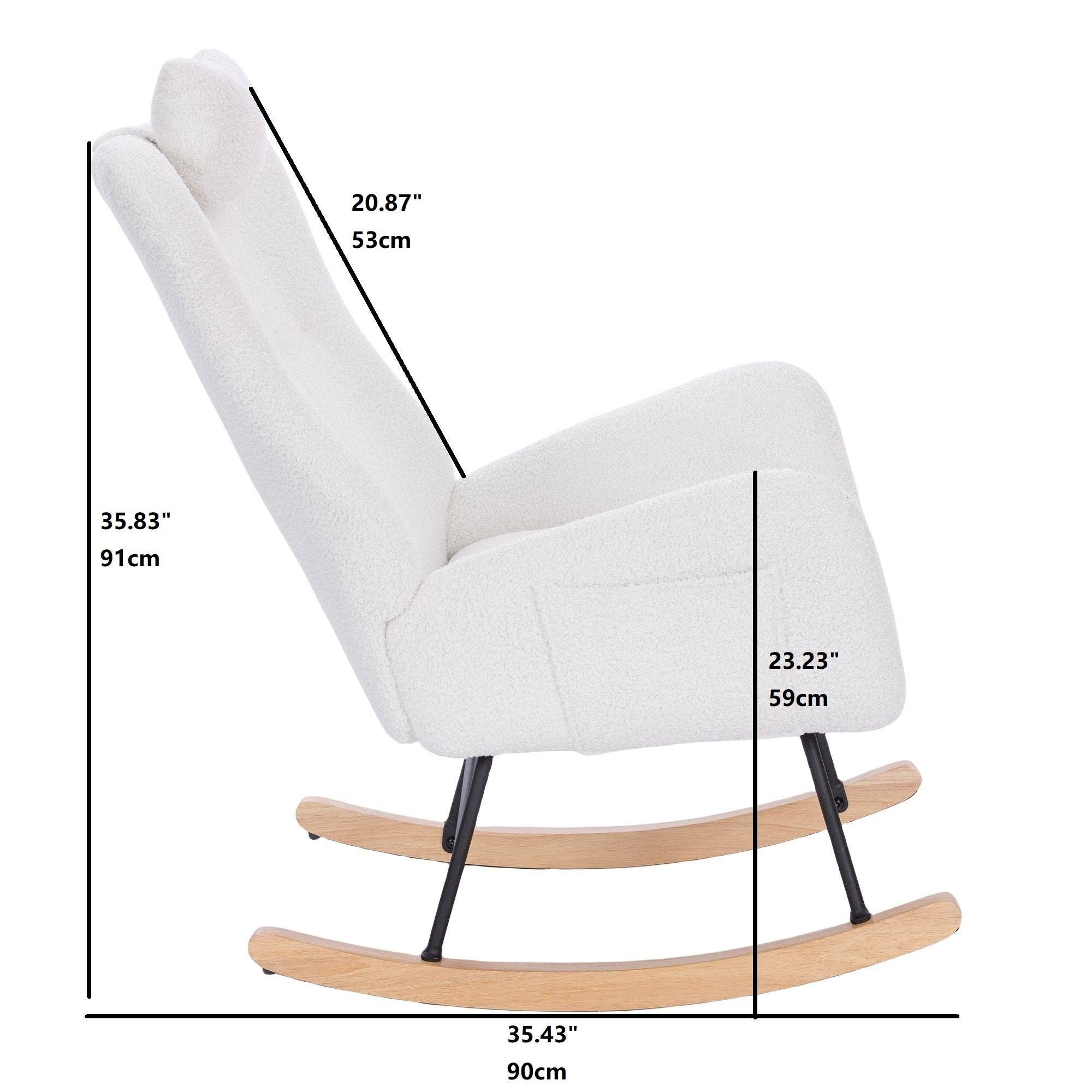 39F Inc. - Wholesale Rocking Chair - Teddy Upholstered Nursery Rocking Chair/White/Dark Grey8