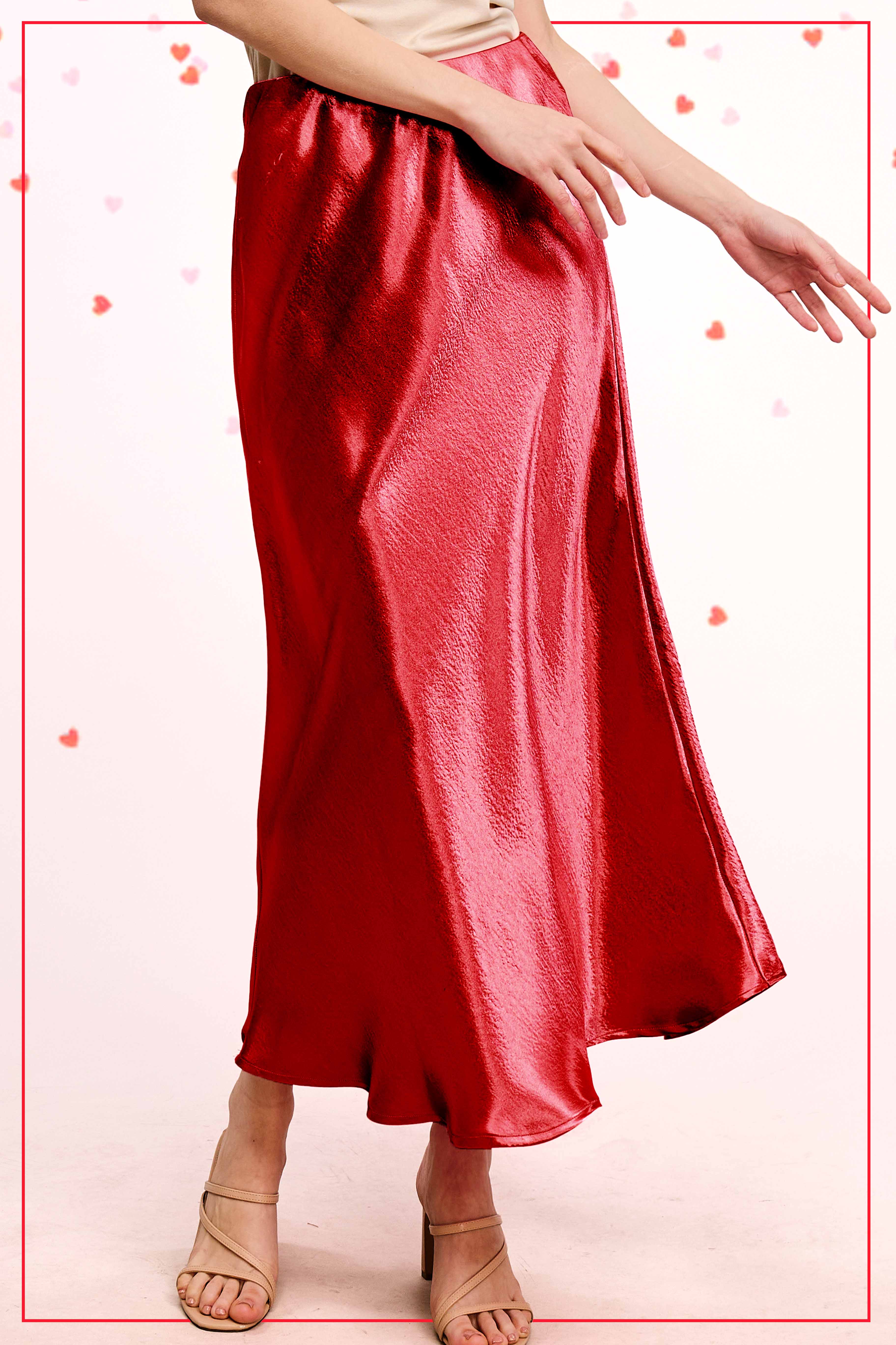 La Miel - Wholesale Skirt - Women's - JDP4232-Dressy Satin Long Panel Silhouette Skirt18