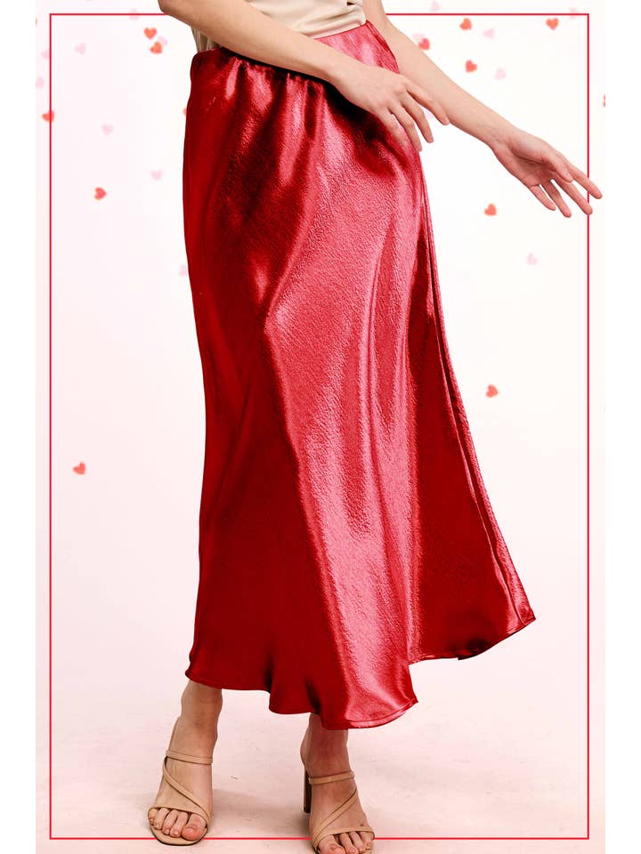 La Miel - Wholesale Skirt - Women's - JDP4232-Dressy Satin Long Panel Silhouette Skirt18