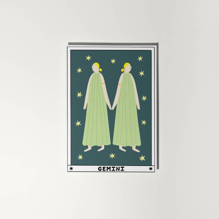 Little Black Cat Illustrated Goods - Wholesale Birthday Card - Tarot Gemini Birthday Card | Horoscope | Zodiac Birthday