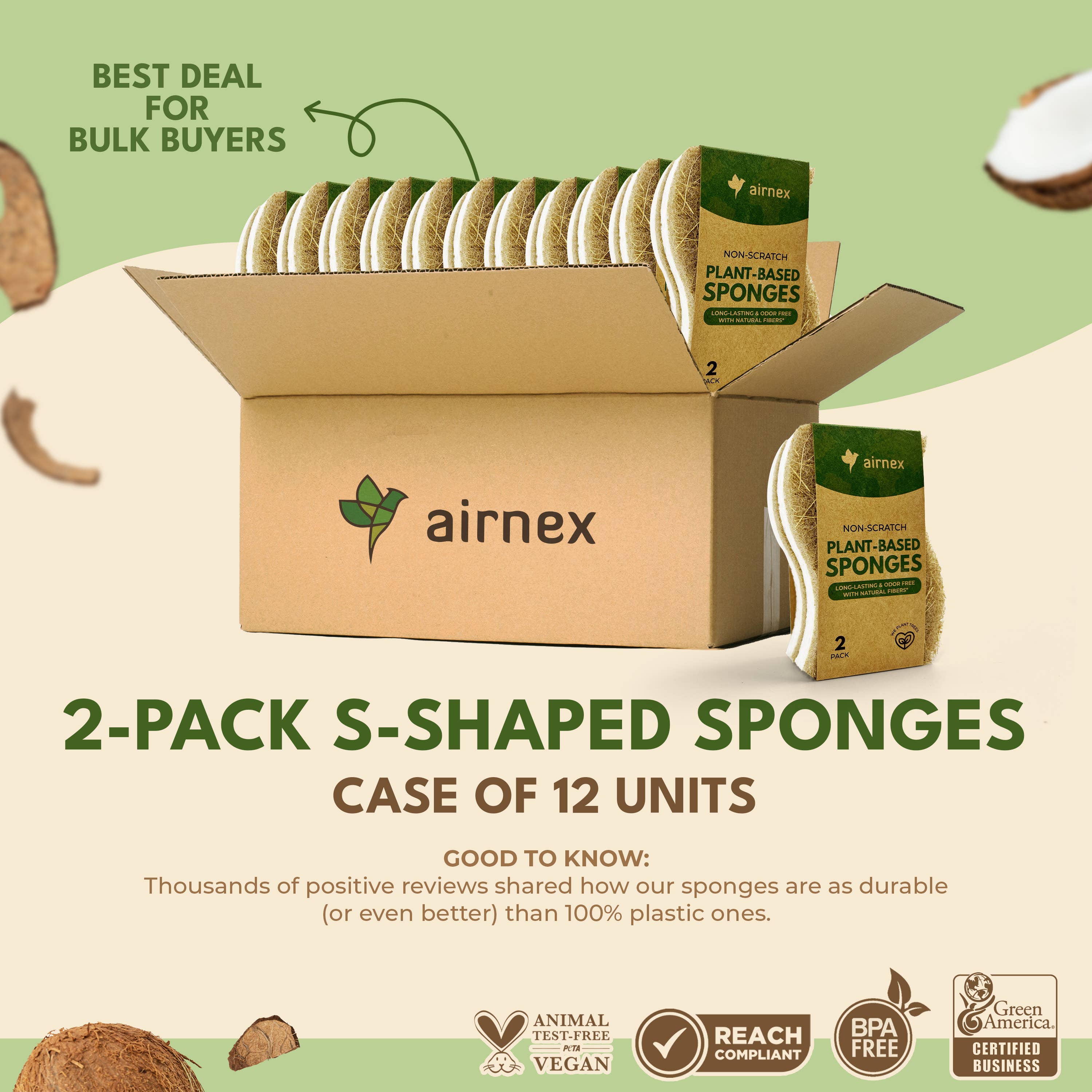 AIRNEX - Vendita all'ingrosso Spugnetta per pulire - Spugne ecologiche per pulizia - confezione da 2 spugne per piatti7