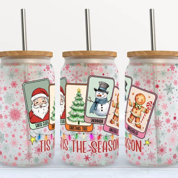 Kate Haven - Wholesale Drinking Glass/Cup - Tis The Season - Tarot - Christmas 16oz Libbey Glass Tumbler