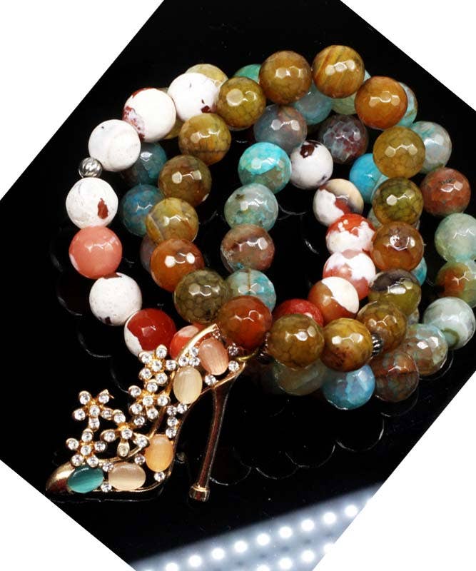 Aclue! Jewelry by Celest Anderson - Wholesale Beaded Bracelet - 13Secrets - Agates & Beaded Heel1
