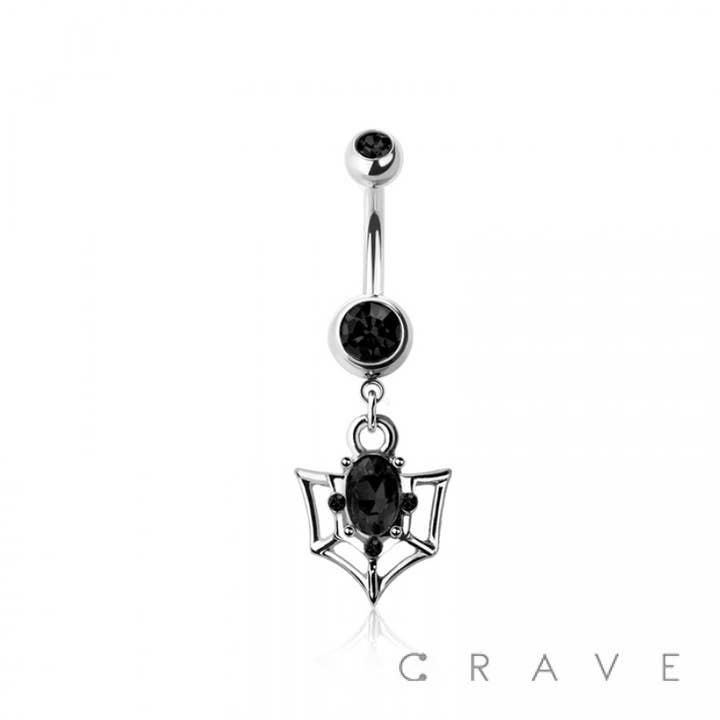 CRAVE - Wholesale Belly Ring - 316L SURGICAL STEEL MULTI CZ WEB WING DANGLE BELLY BUTTON3