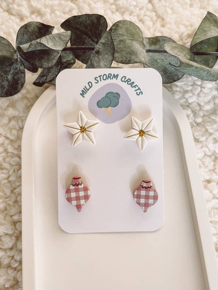 Polymerclay Earrings | Leichte Ohrringe | Weihnachtsstecker für den Großhandel von Mildstormcrafts