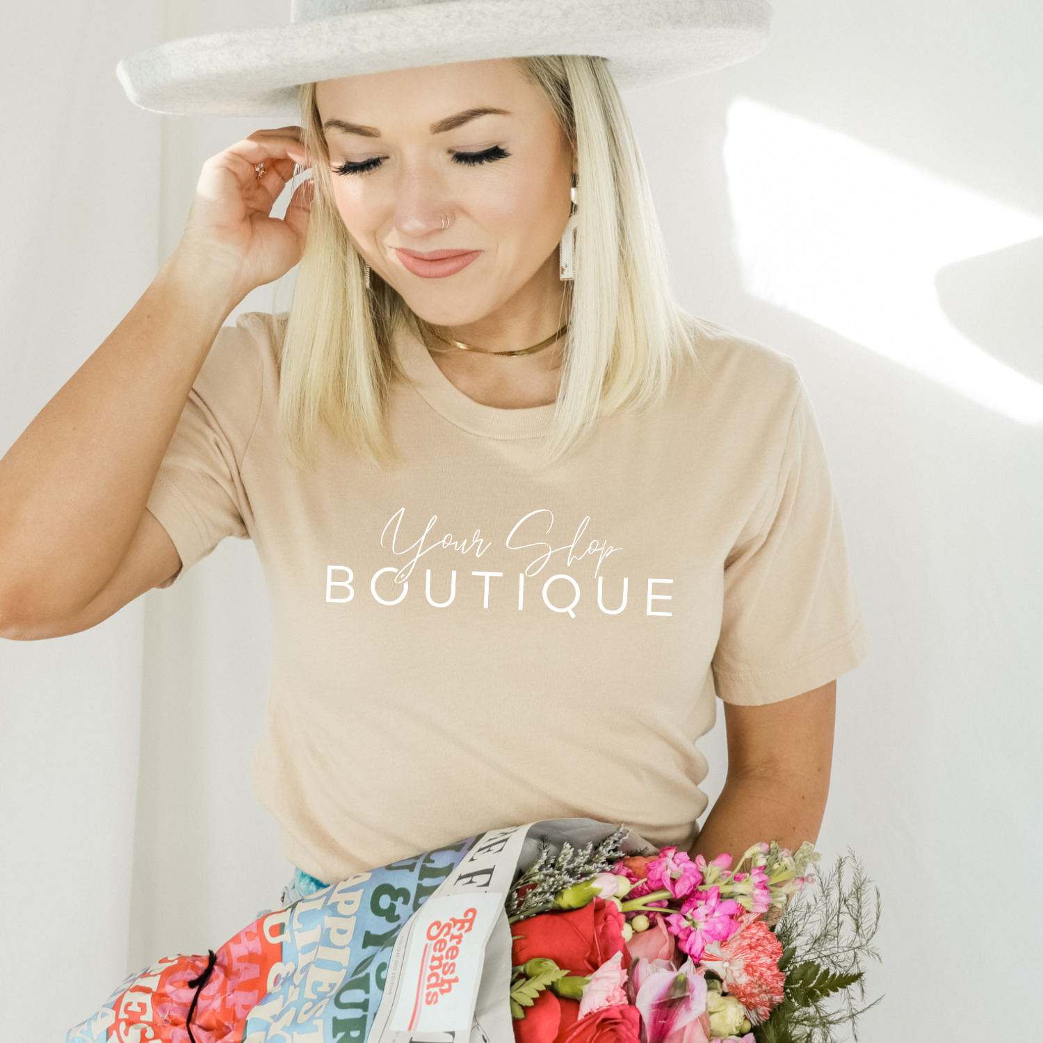 Custom Shop Name or Text Personalized Boutique Logo T-Shirt for wholesale on Faire7