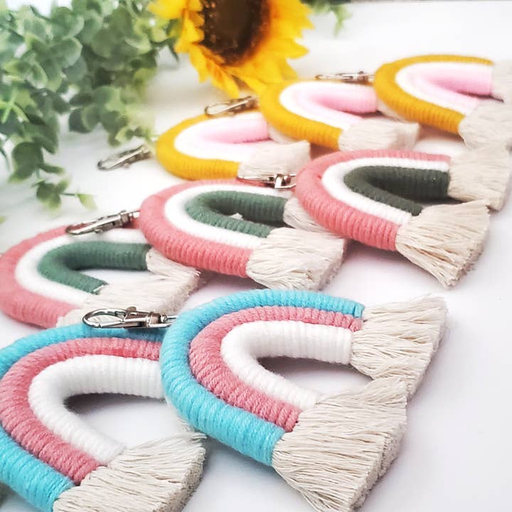 Cord + Quartz - Wholesale Keychain - Women's - Macrame Rainbow keychains