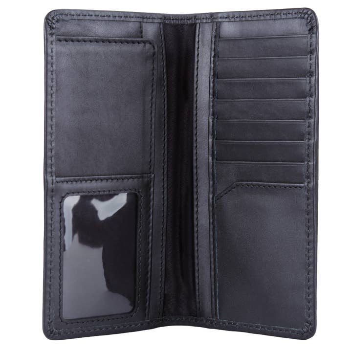 Black Leather Long Wallet for Men for wholesale by RAWHYD Leather Co.