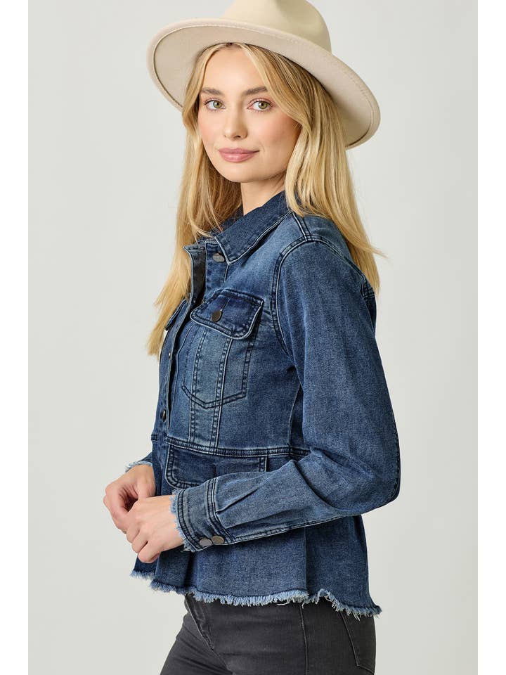 Mystree - Wholesale Denim Jacket - Women's - 60711 Washed Denim Peplum Jacket 2