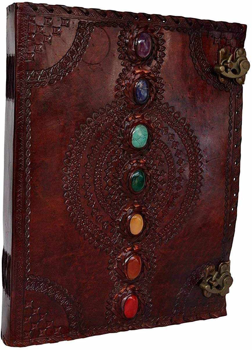 Tuzech Leather - Wholesale Journal/Diary - Seven Chakra Leather Journal – Handmade Embossed Diary 13"51