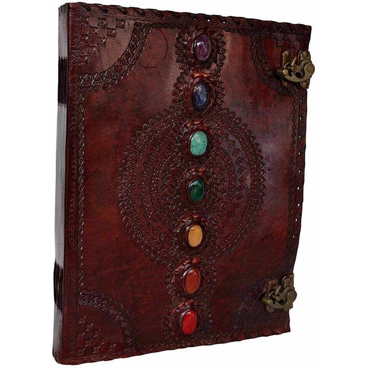 Tuzech Leather - Wholesale Journal/Diary - Seven Chakra Leather Journal – Handmade Embossed Diary 13"51
