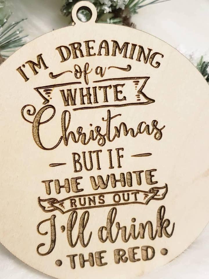 Dreaming of a White Christmas Wine Ornament Set for wholesale by A Little Bit of Summer LLC
