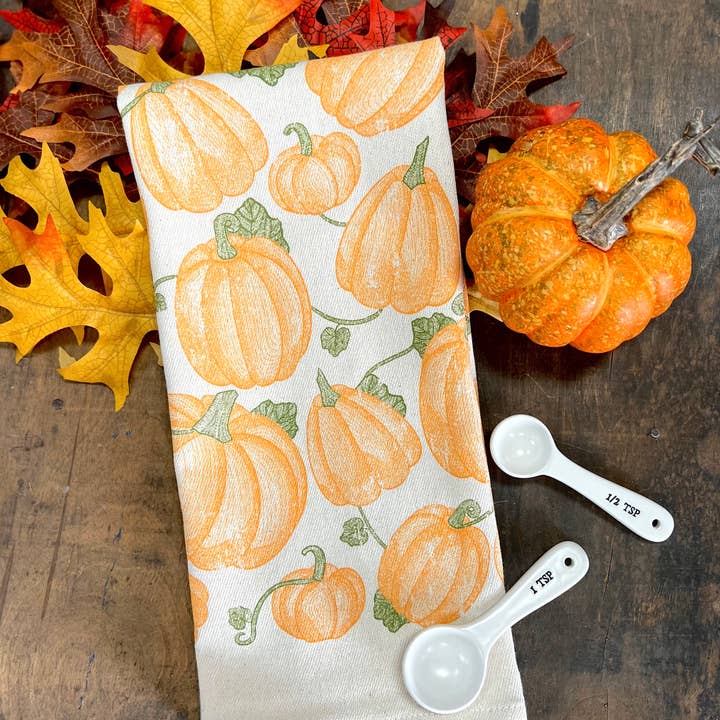 SOUTHERN FRIED DESIGN BARN - Wholesale Tea Towel - Pumpkin Pattern - Kitchen Towel