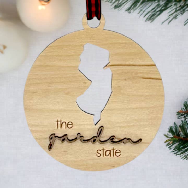 New Jersey Nickname Christmas Holiday Ornament for wholesale by Woodlander Workshop