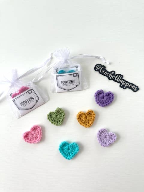 Crochet Happens - Wholesale Keepsake Coin/Token - Mini Pocket Hugs - Set of 8 - Made to Order2