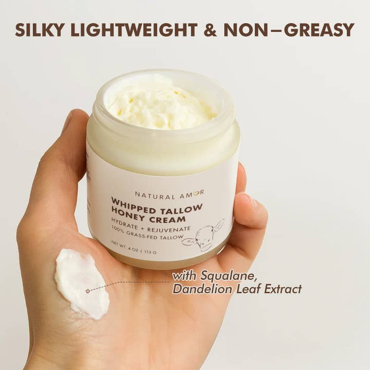 Natural Amor LLC - Wholesale Body cream/lotion - Grass Fed Tallow Honey Cream 4OZ6