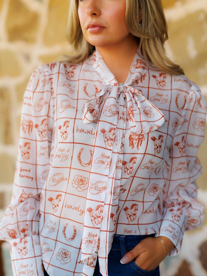 Tie Top, Howdy Check HH2712 (PacK OF 7) for wholesale by Crazy Consuela