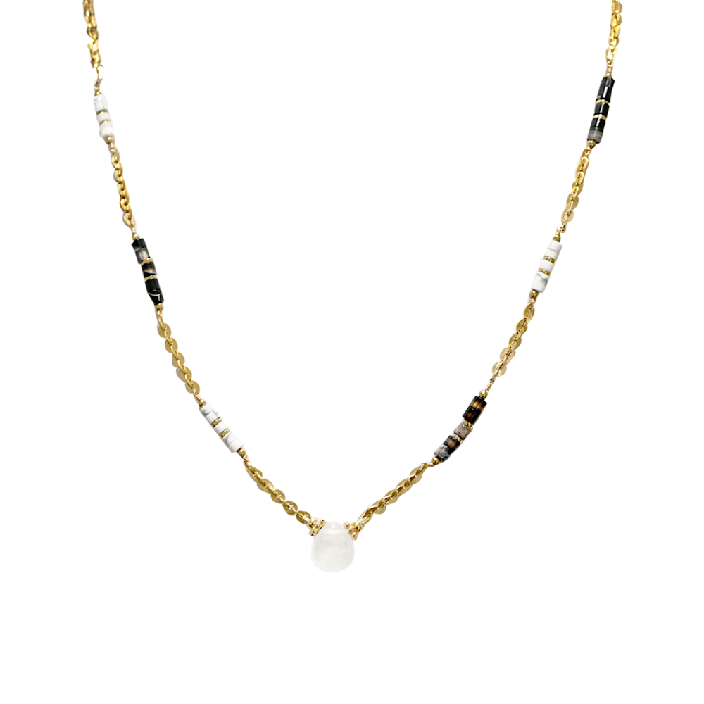 AMORINO SRL - Wholesale Beaded/Pearl Necklace - DROP NECKLACE WITH STONE BEADS - NK21124144E624