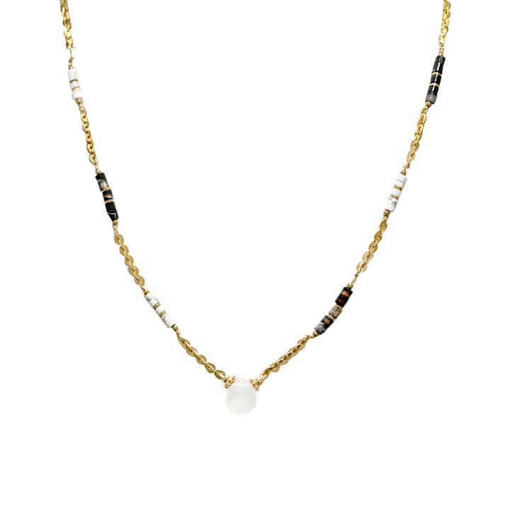 AMORINO SRL - Wholesale Beaded/Pearl Necklace - DROP NECKLACE WITH STONE BEADS - NK21124144E624