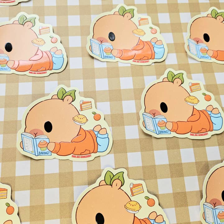 Darling Homebody - Wholesale Sticker - Capybara Reading 2024 Limited Edition Sticker. Raised Texture Effect.