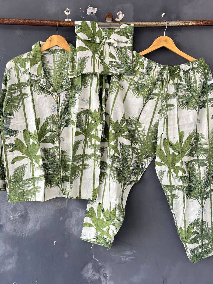 Handmade 100% Cotton Pajama Night Suit Block Printed PJ Sets for wholesale by bhavnas boutique