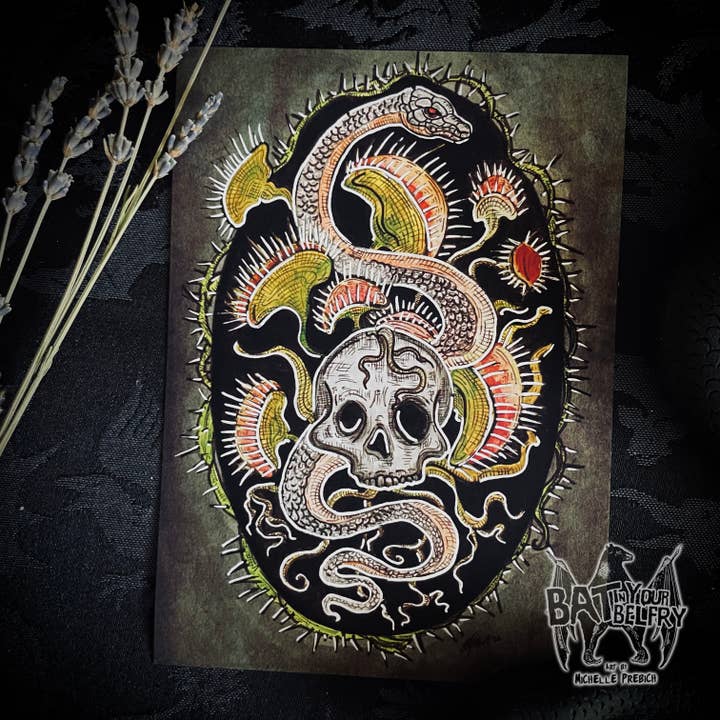 Snake and Venus Flytraps Kunstdruck für den Großhandel von Bat In Your Belfry