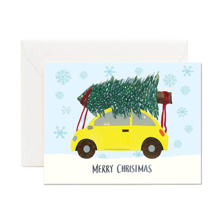 Christmas Tree Car / Holiday Cards (Box of 8) for wholesale by Forage Paper Co.