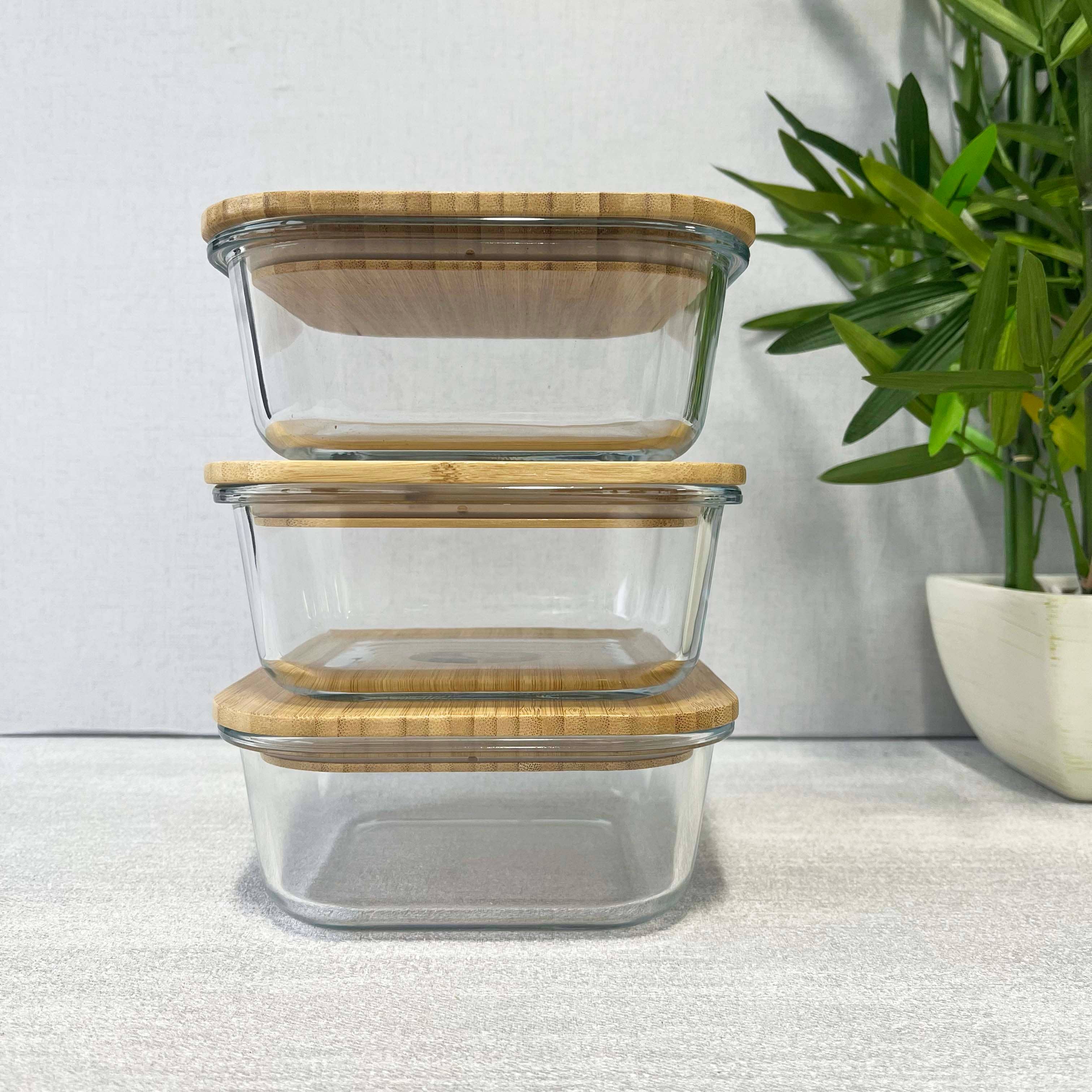 Cherish Planet – wholesale Food storage container – Square Glass Food Container with Bamboo Lid11