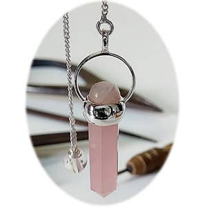Wand Sterling Pendel - Rozenkwarts & Maansteen voor wholesale door Crystal Earth Sterling