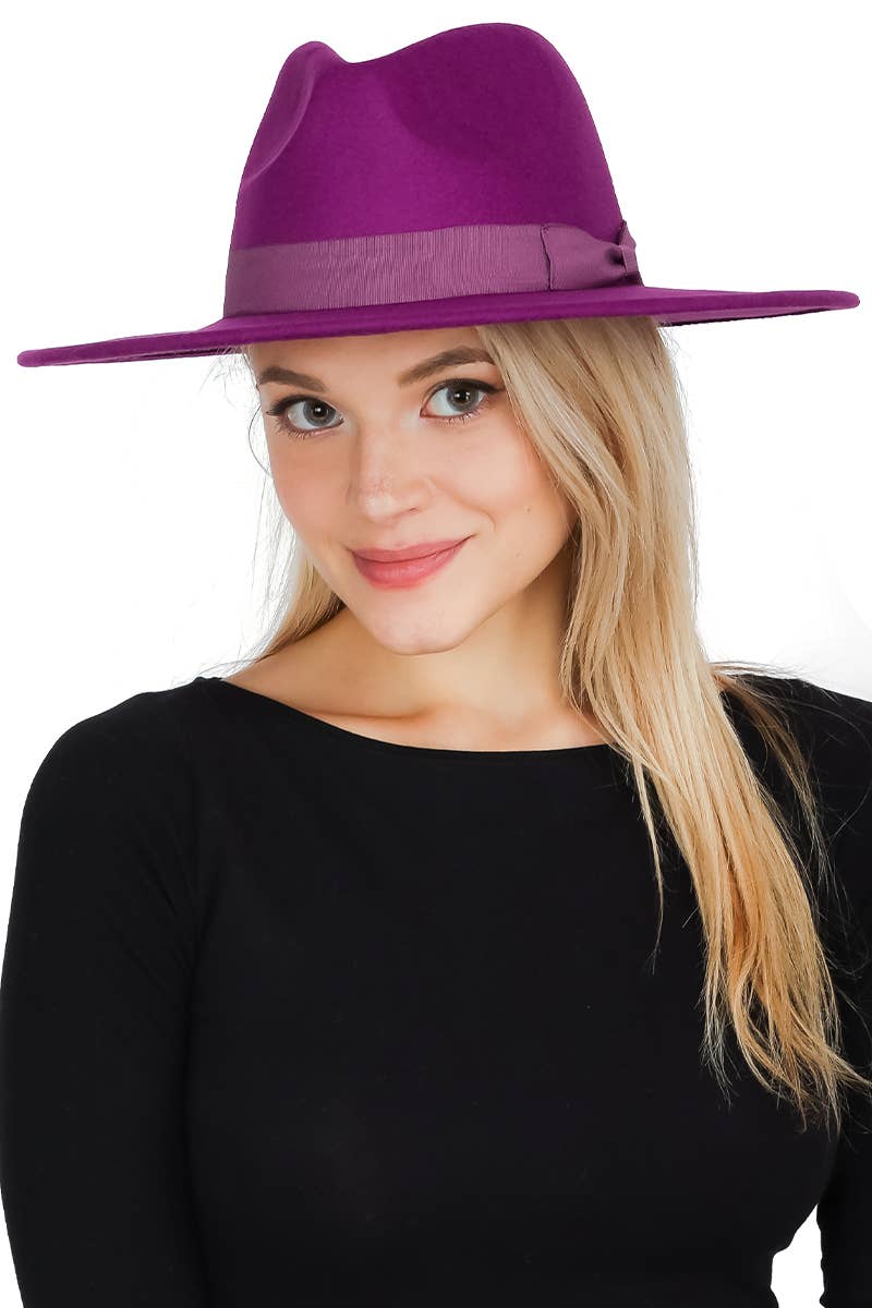 Cap Zone - Vente Chapeau en feutre – unisexe - Chapeau d'éleveur en feutre monochrome à large bord et nœud plat20