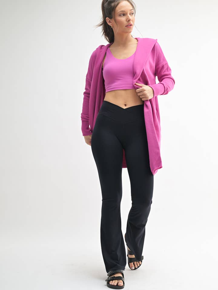 Mono B - Wholesale Cardigan - Women's - Open Front Longline Hoodie Cardigan