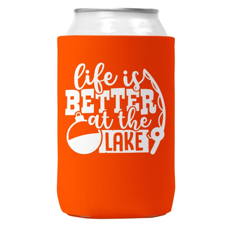 Life is Better at the Lake Can Coozie Cooler for 12oz Cans for wholesale by Wi-Wear