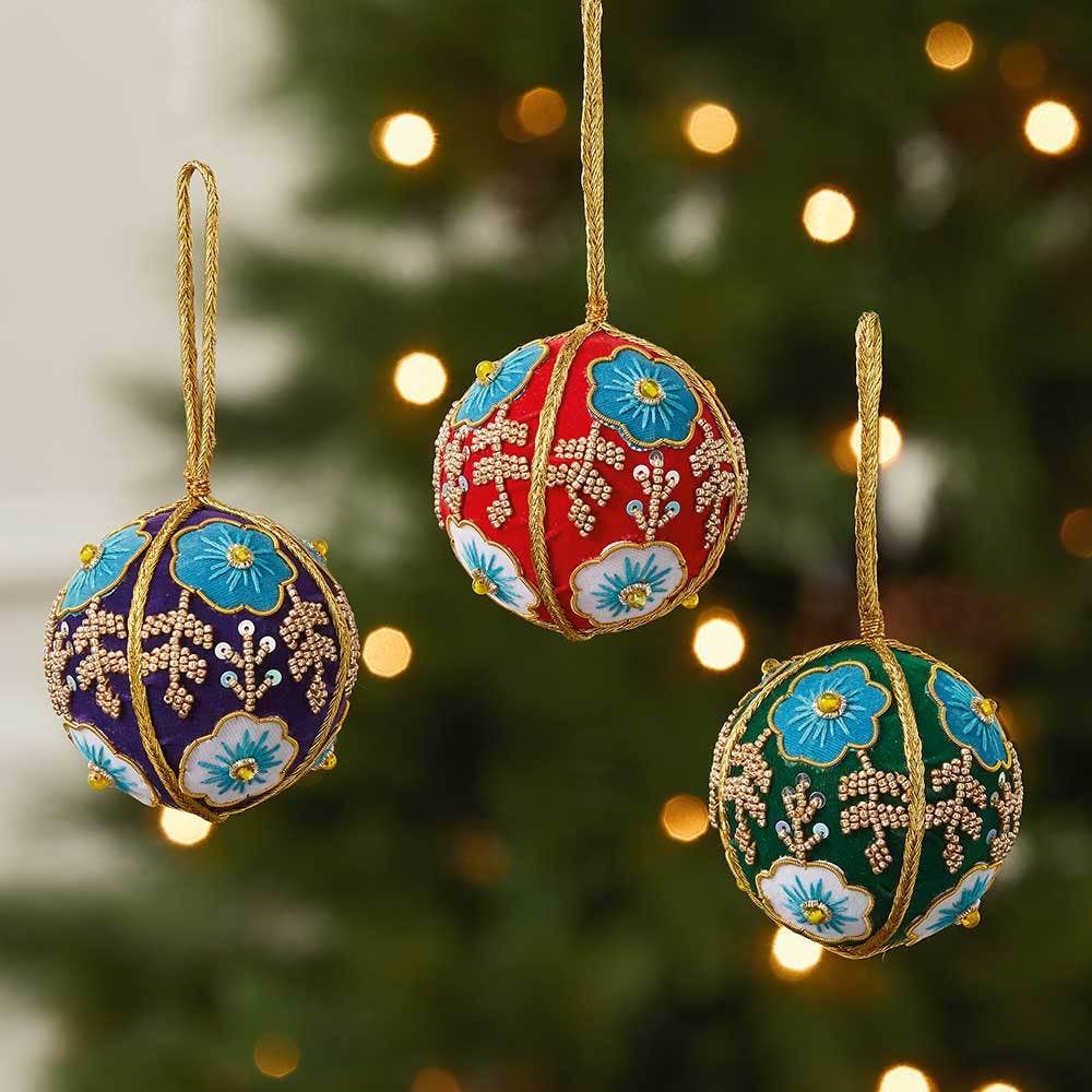 SERRV International - Wholesale Ornament Set - Zardosi Ball Ornaments - Set of 31