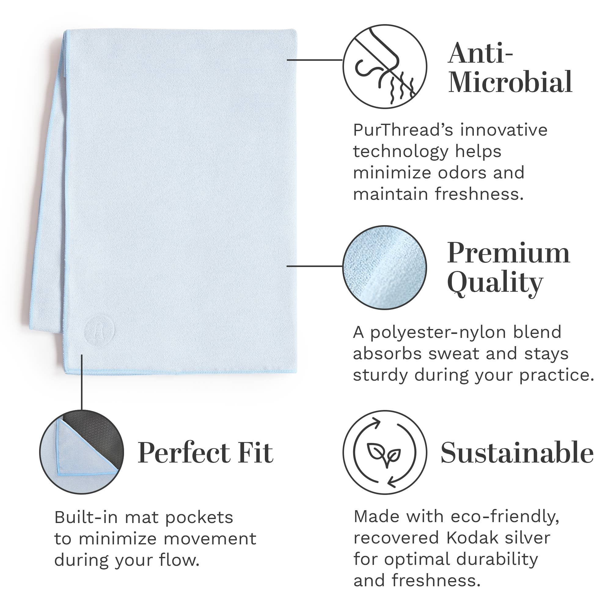 Laguna Beach Textile Company, LLC - Wholesale Yoga Mat - Yoga Mat Towel -  Baby Blue 3