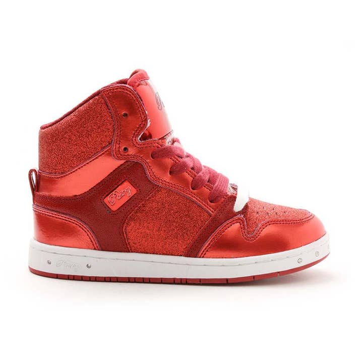 Wholesale Pastry Glam Pie Glitter Youth Sneaker in Red for your