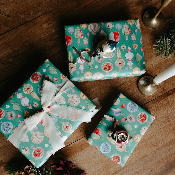 Lana's Shop - Wholesale Wrapping Paper Roll - Vintage Ornaments Gift Wrap Roll2