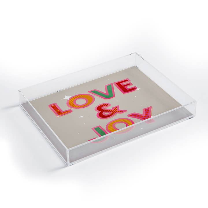 Showmemars LOVE JOY Festive Letters Acrylic Tray for wholesale by Deny Designs
