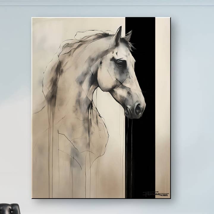 MODERN HORSE - Arte de Pared en Lienzo Texturizado Edición Limitada para Decoración del Hogar en la Sala de Estar (Copia) para venta al por mayor de ELOISE WORLD STUDIO