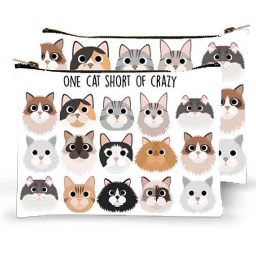 Zippered Bag - One cat short of crazy for wholesale by Mariasch Studios