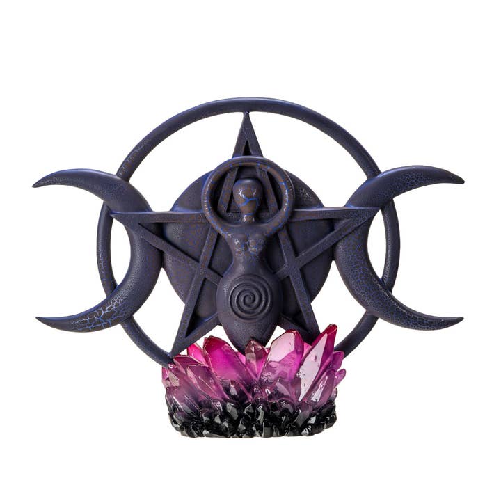 Pacific Trading - Wholesale Decorative Tabletop Object - Triple Moon Spiral Goddess with LED Base1
