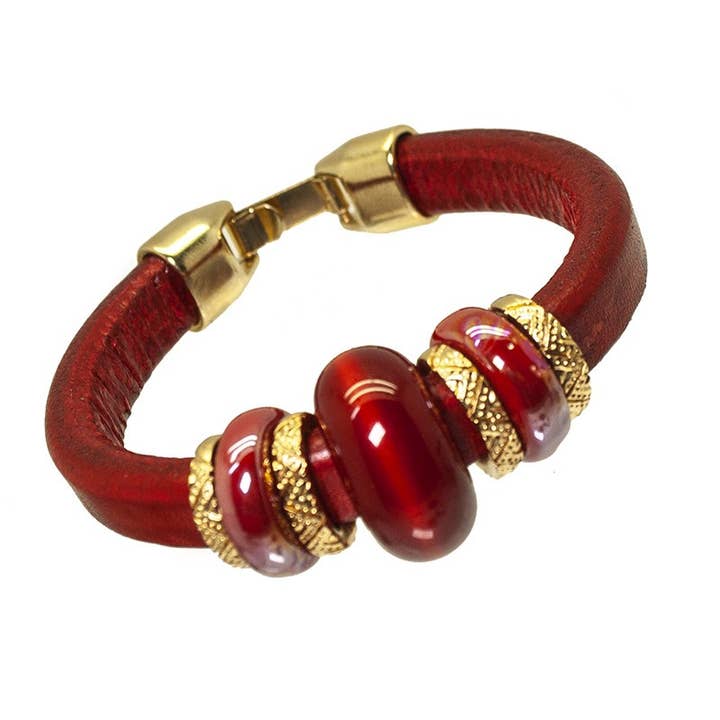 Las Joyas de Amanda - Wholesale Bangle Bracelet - Murano Licorice Leather Bracelet2